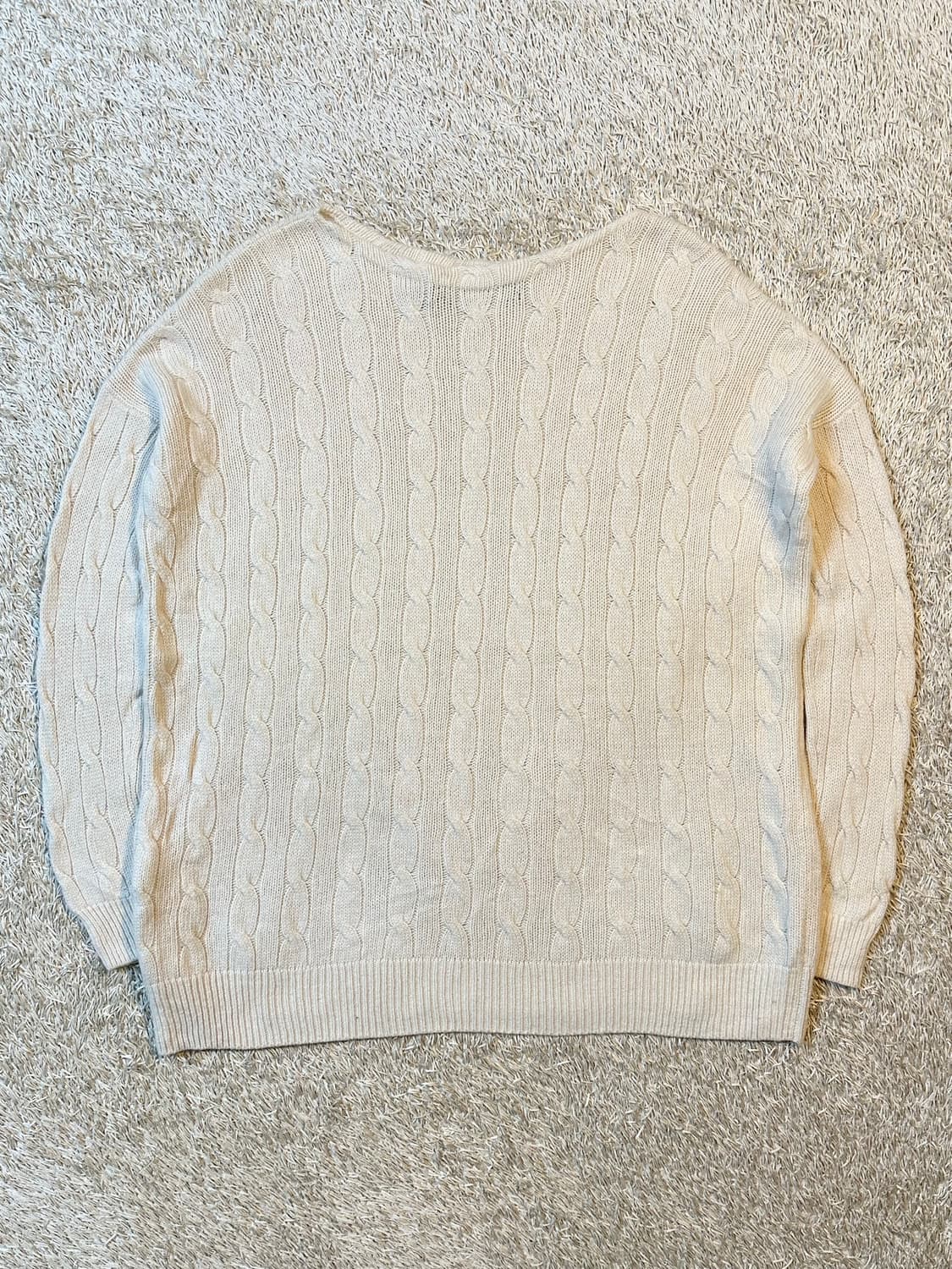 폴로 스포츠 신형 케이블 울 캐시미어 꽈배기 니트 아이보리 상품이미지4