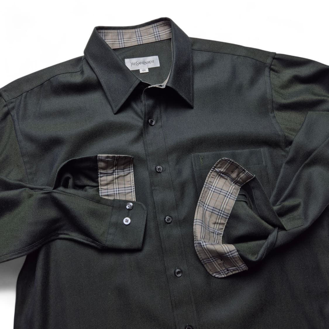 [100] 입생로랑 솔리드 셔츠 딥그린 상품이미지7