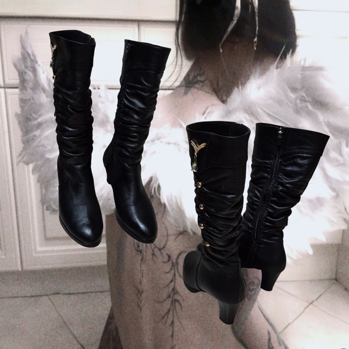 Vintage Irene Crystal shirring leather 상품이미지2