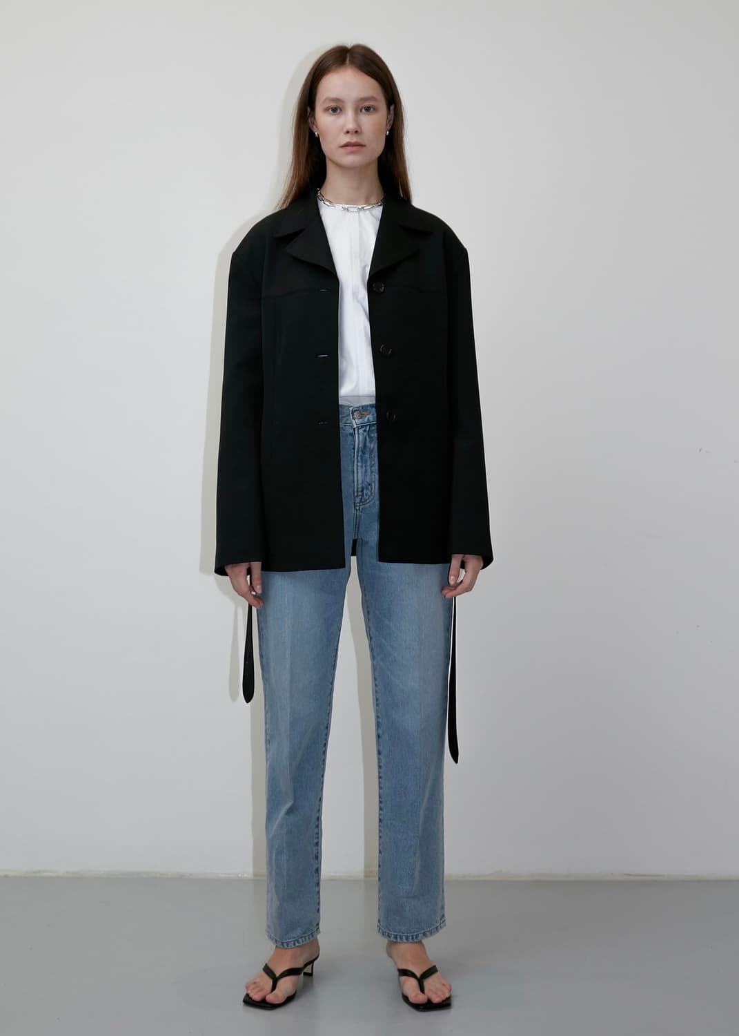 wide collar belted wool jacket 상품이미지2