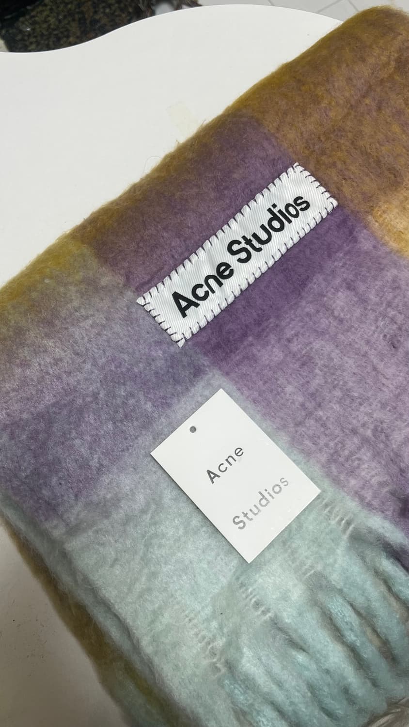 아크네스튜디오 울 모헤어 체크 목도리 스카프 바이올렛 옐로우 블루 상품이미지7