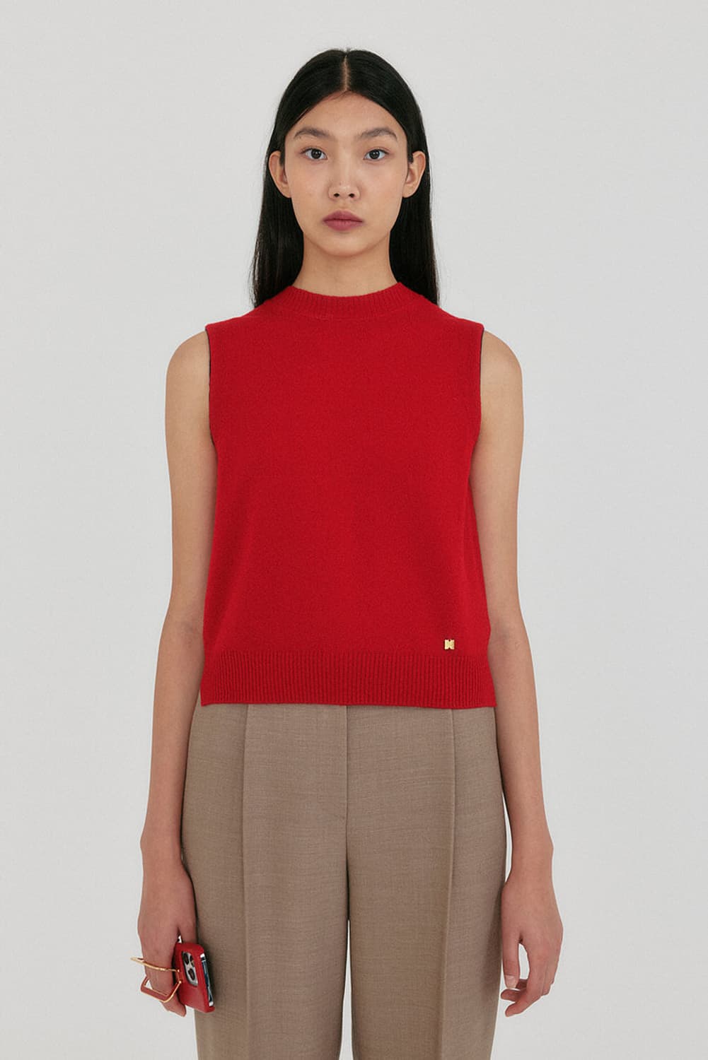 EENK 잉크 잔 라운드넥 니트 베스트 상품이미지1