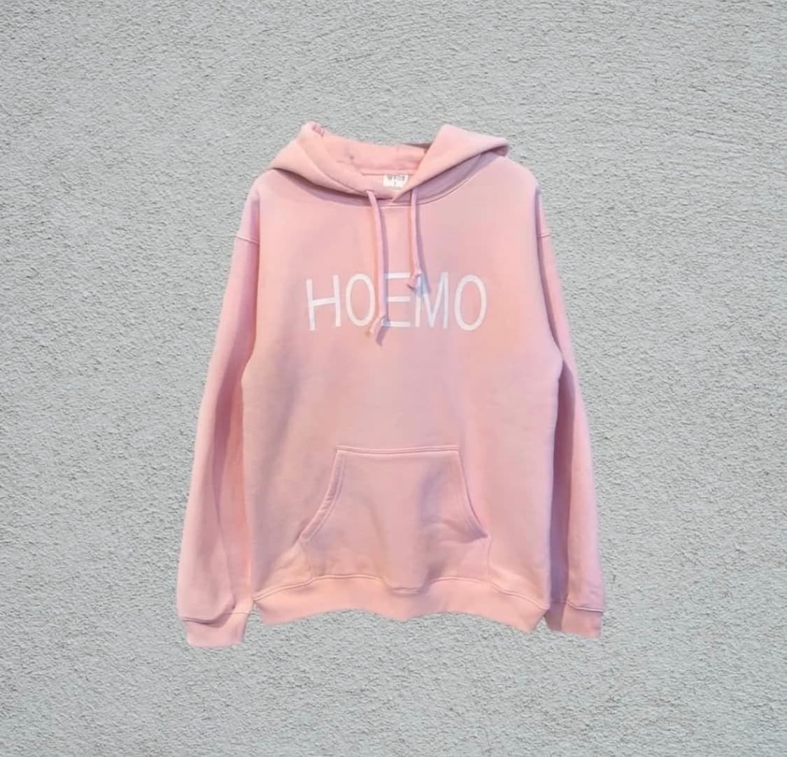 (1) 빨간줄 후드 핑크 상품이미지1