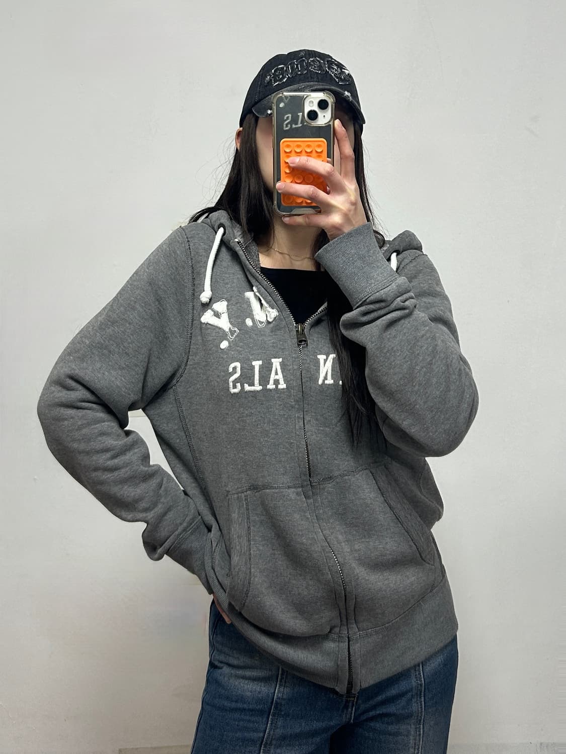 아베크롬비 y2k 디스트레스드 후드집업 그레이 상품이미지1