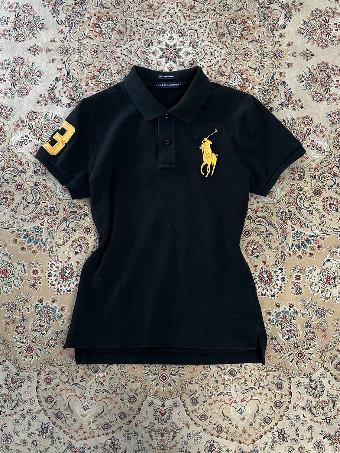 랄프로렌 블랙/골드 빅포니 스키니핏 카라티 상품이미지1