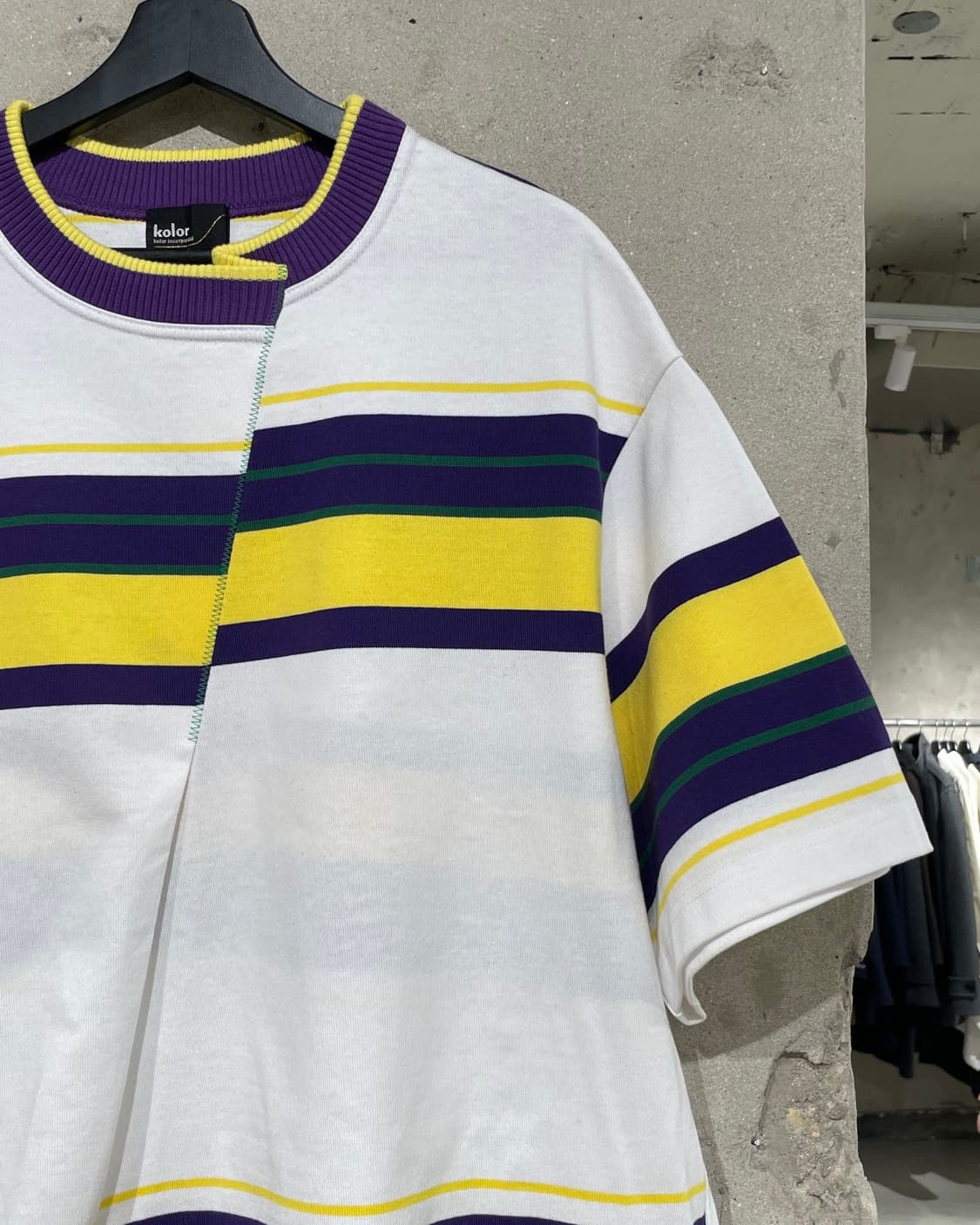 컬러 23S/S 화이트 애이시머트리 스트라이프 하프티 상품이미지3