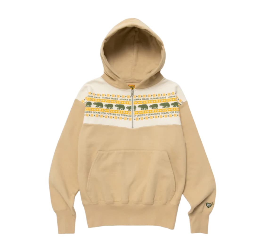 휴먼 메이드 하프집 후드 베이지 L 상품이미지4