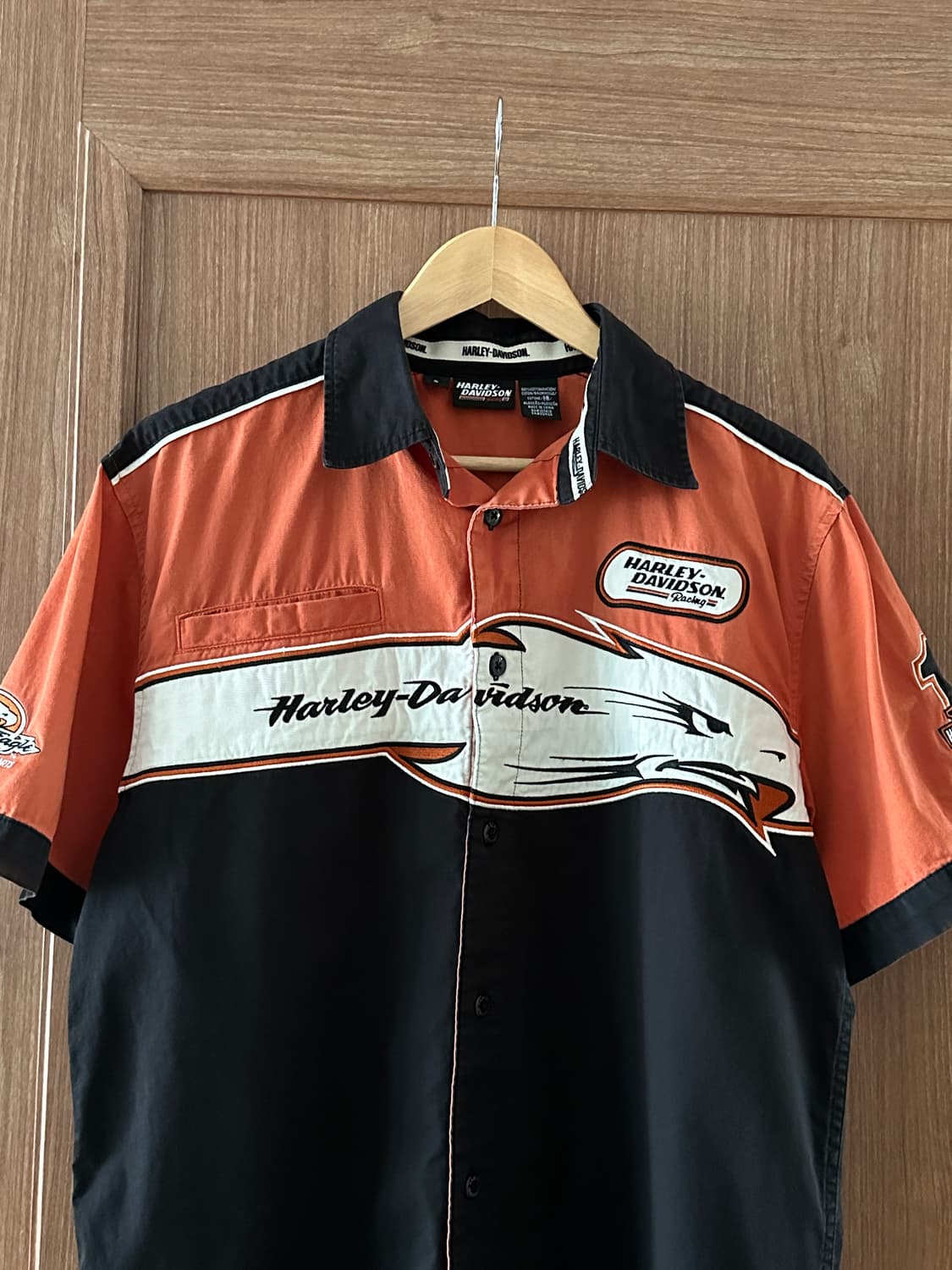 Harley-Davidson 레이싱 자수 반팔 셔츠 S 상품이미지4