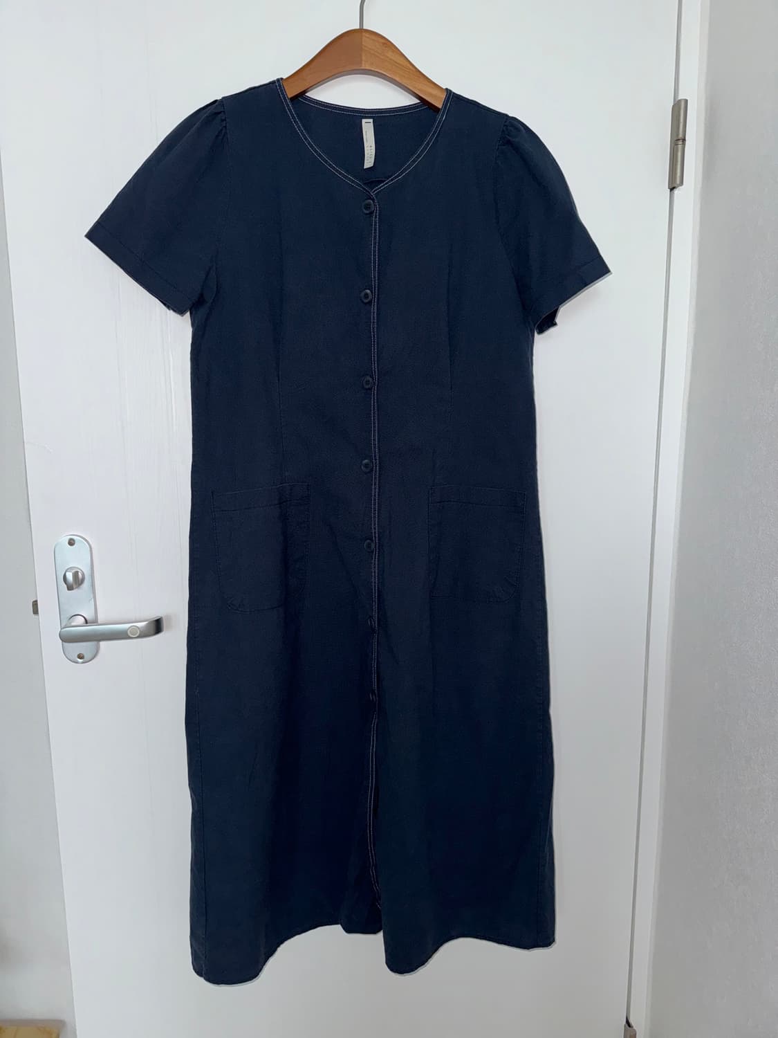 Navy Stitch Button One-Piece 상품이미지1