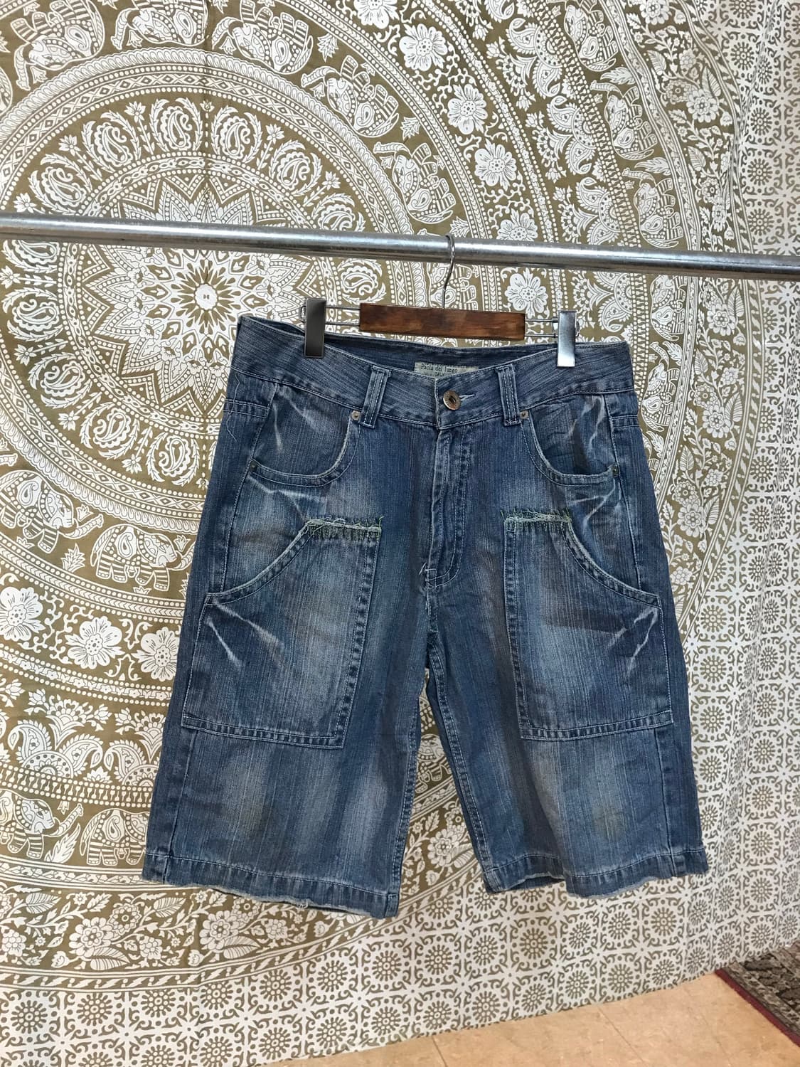 신치백 카모 디테일 데님반바지  상품이미지3