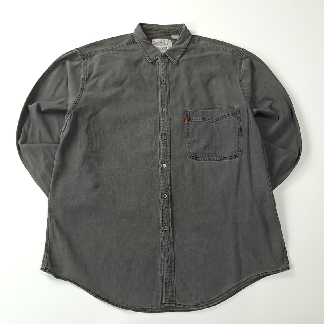 CJ452 XL 리바이스 오렌지탭 90s 워시드블랙 데님 셔츠 남방 상품이미지1