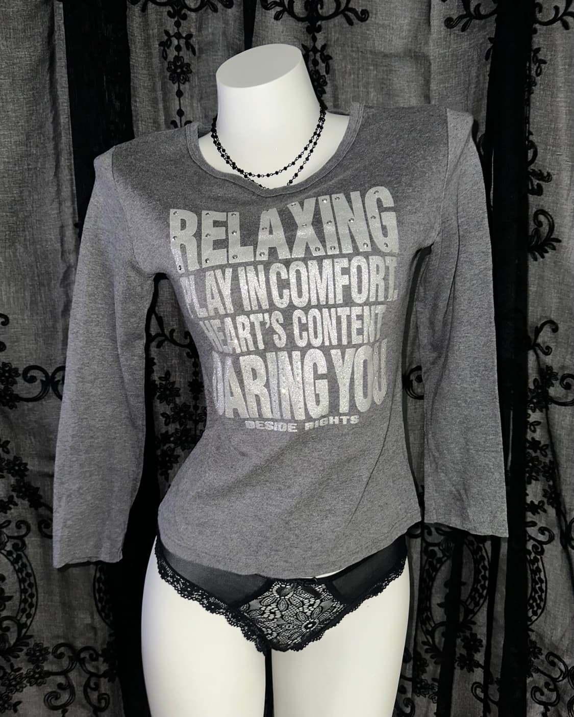 Gray kitsch lettering long-sleeve 상품이미지2
