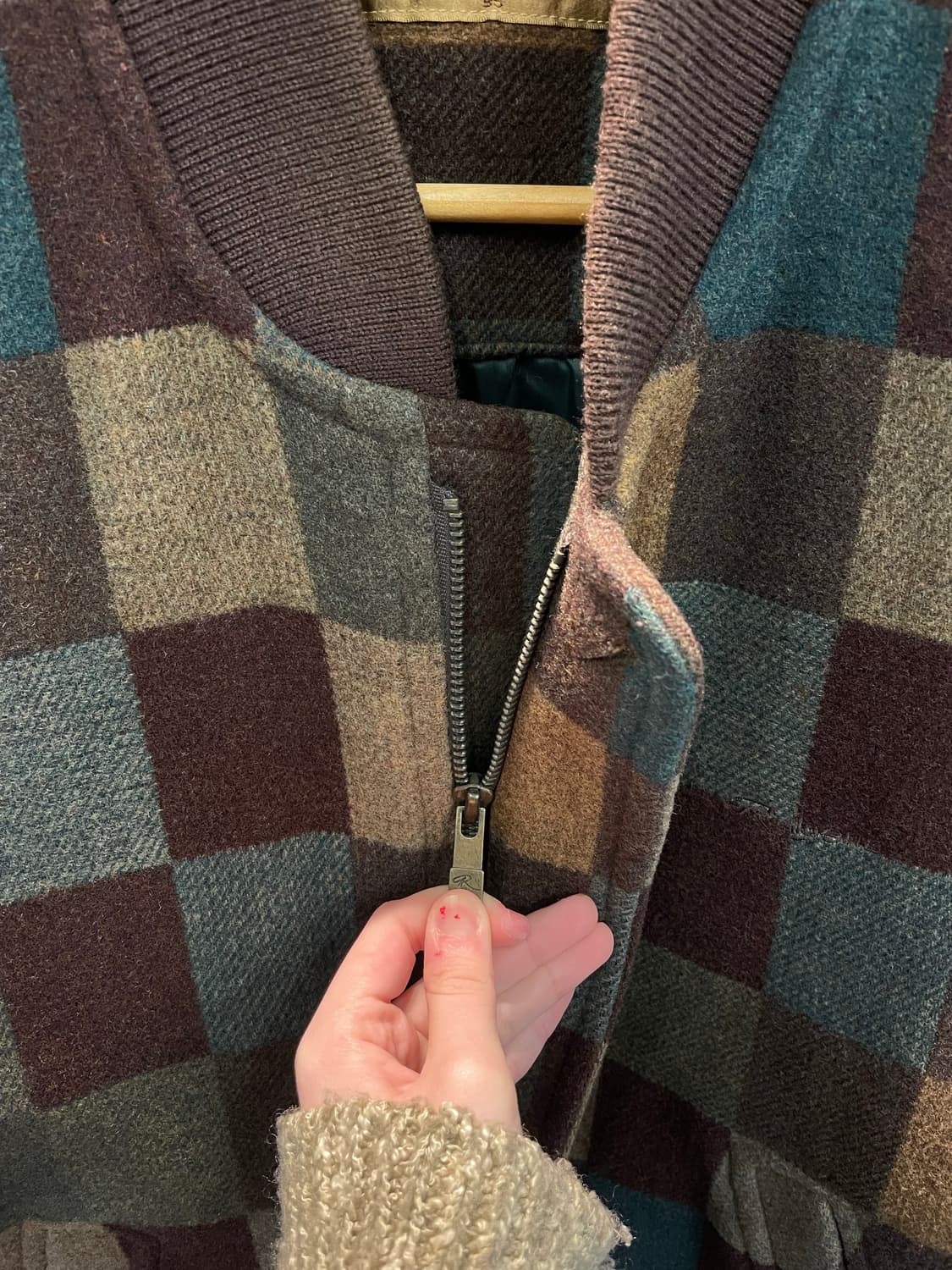 1990s Rubens 블럭체크 울 블루종 자켓 상품이미지6