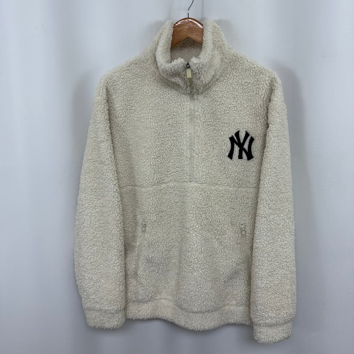 MLB 남성 반집업 기모 뽀글이티셔츠 아이보리 95 M 상품이미지1