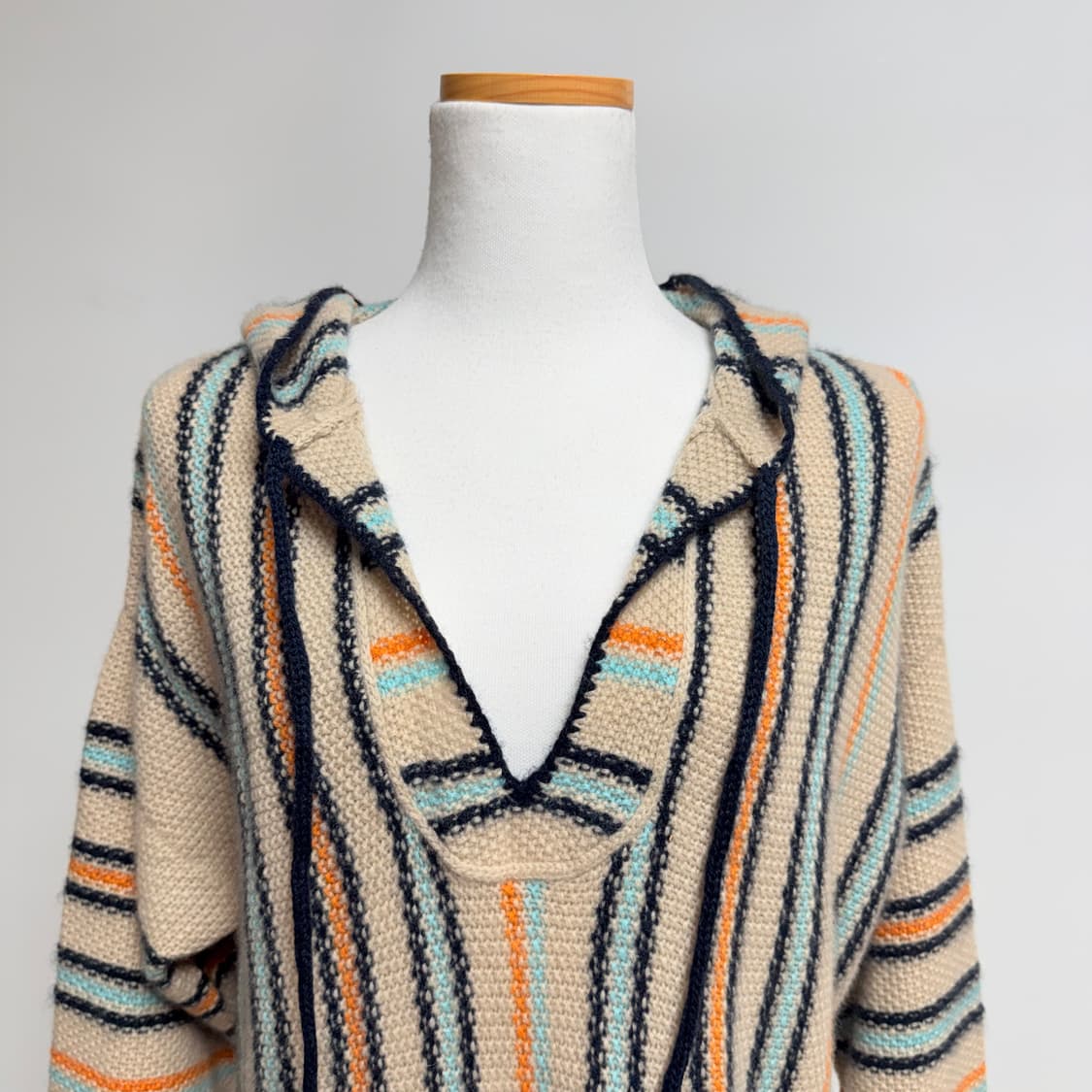 [캐시미어 100%] 스트라이프 후드 롱니트 LL 상품이미지5