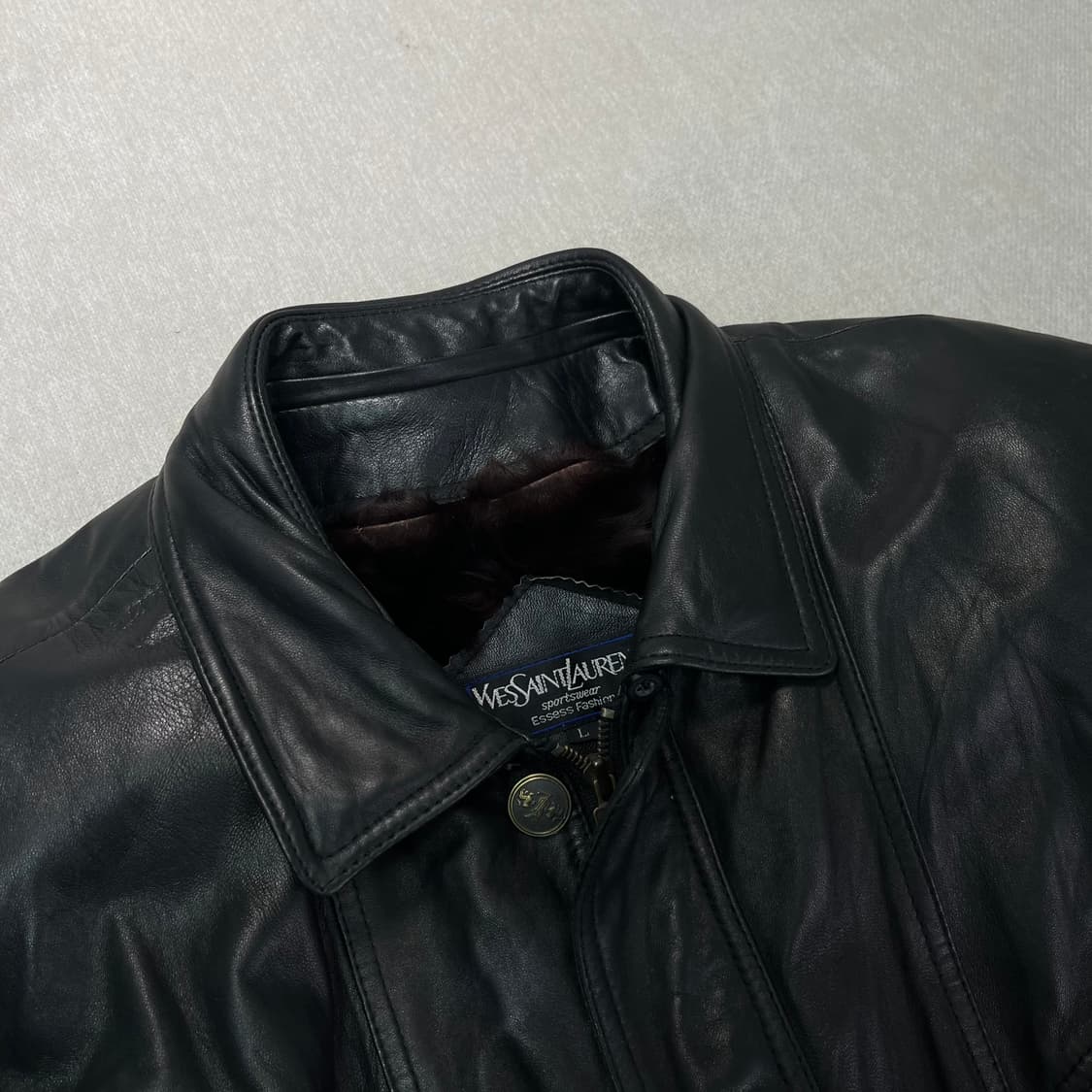 100 입생로랑 투웨이 퍼카라 램스킨 가죽 자켓 상품이미지4