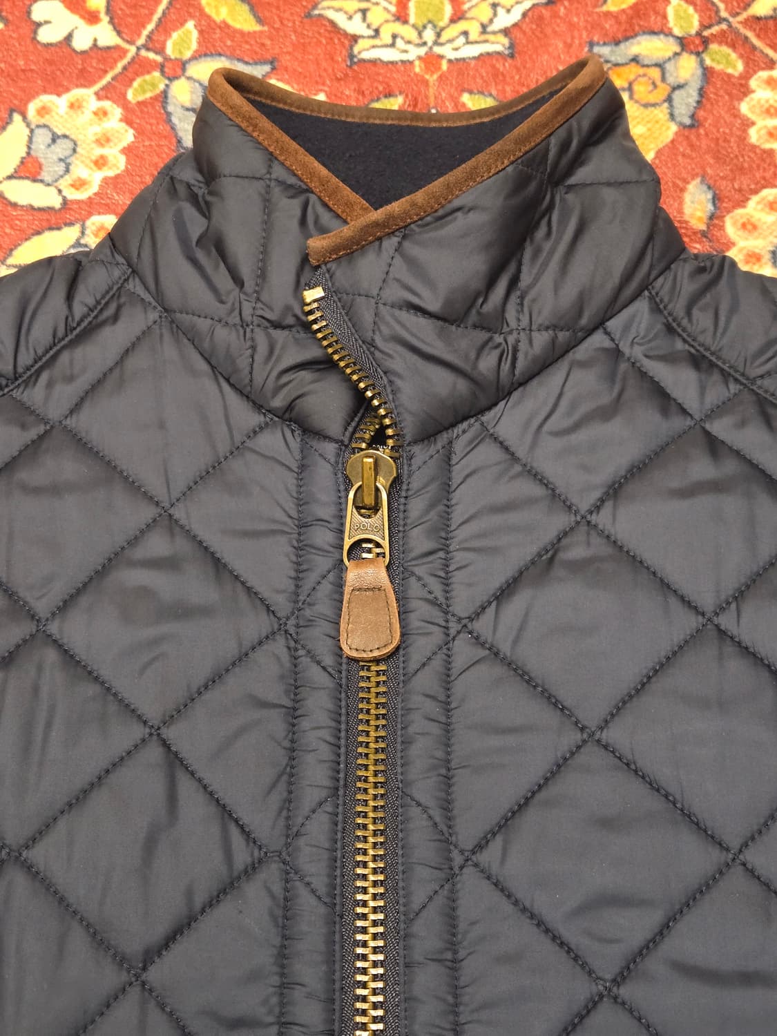 폴로 랄프로렌 레더 트리밍 퀼팅 자켓 네이비 (L) 상품이미지3