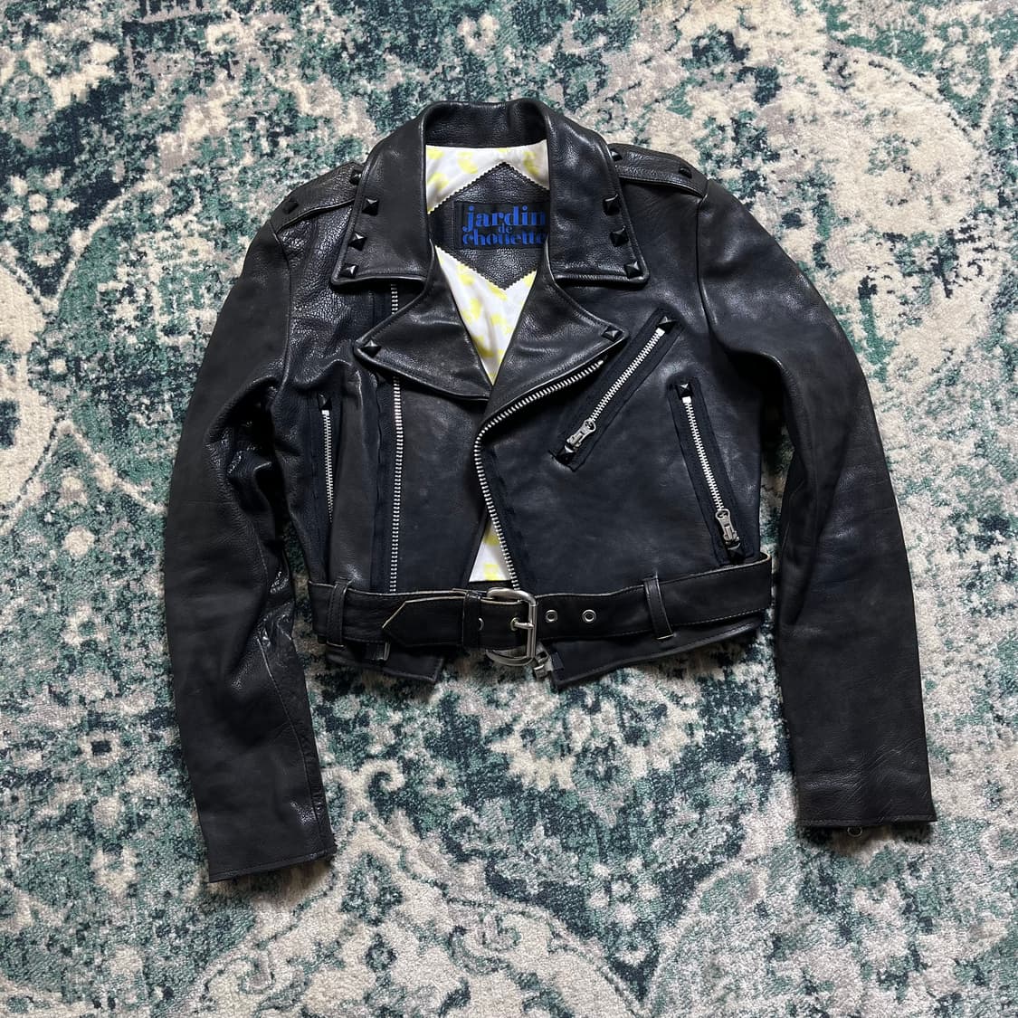 Jardin 쟈뎅 드 슈에뜨 가죽 라이더 바이커 자켓(S) 상품이미지2