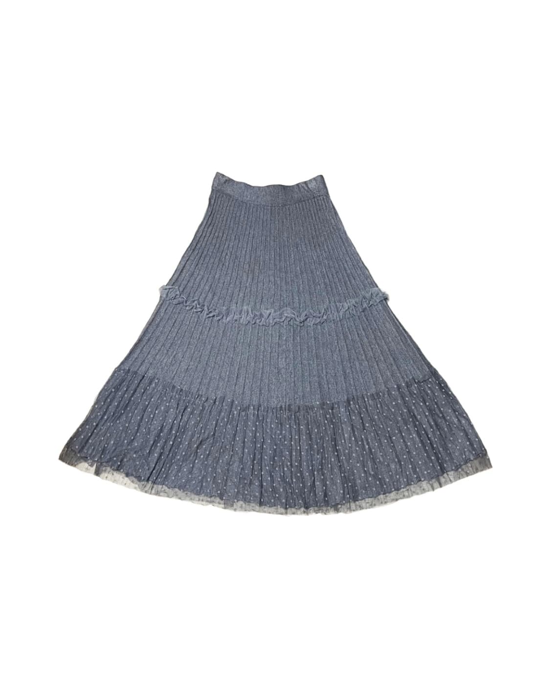 Knit pleats × Dotted mesh Skirt 상품이미지1