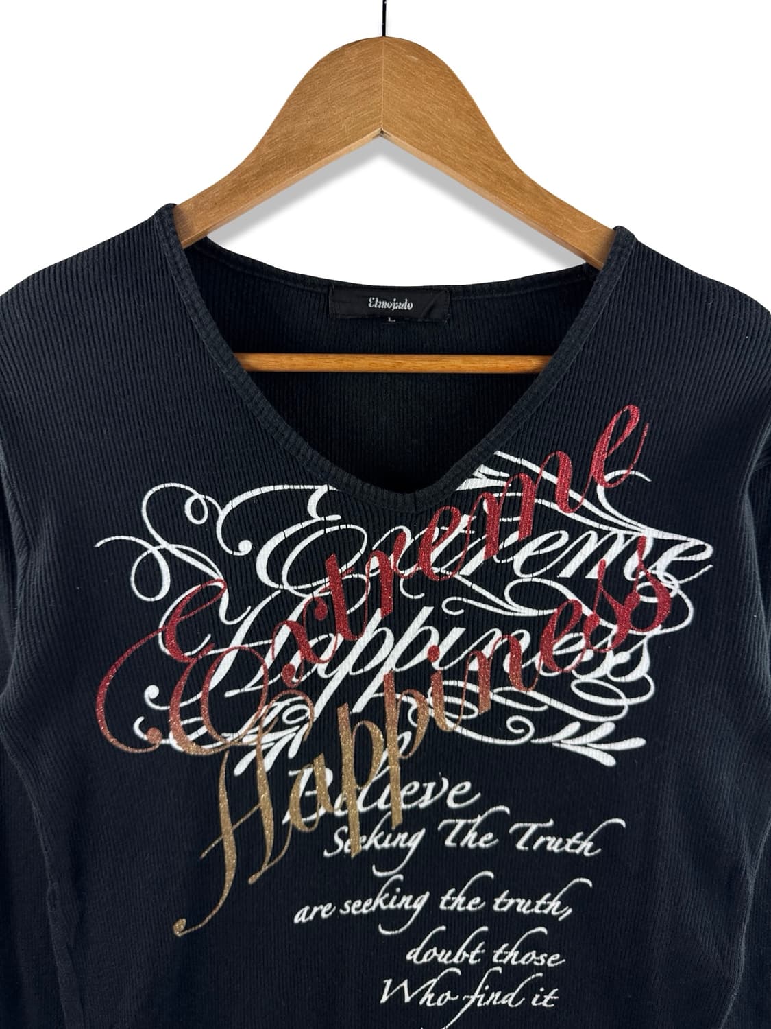 JPN Y2K 레터링 글리터 롱슬리브2729 상품이미지3