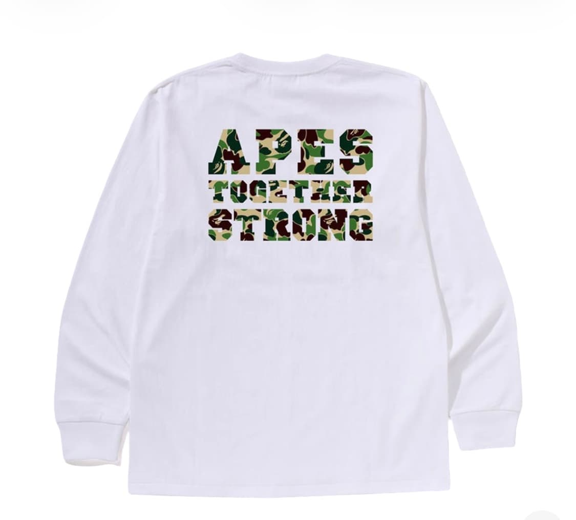 베이프 ABC 카모 컬리지 에어샷 롱슬리브 티셔츠 XL 상품이미지2