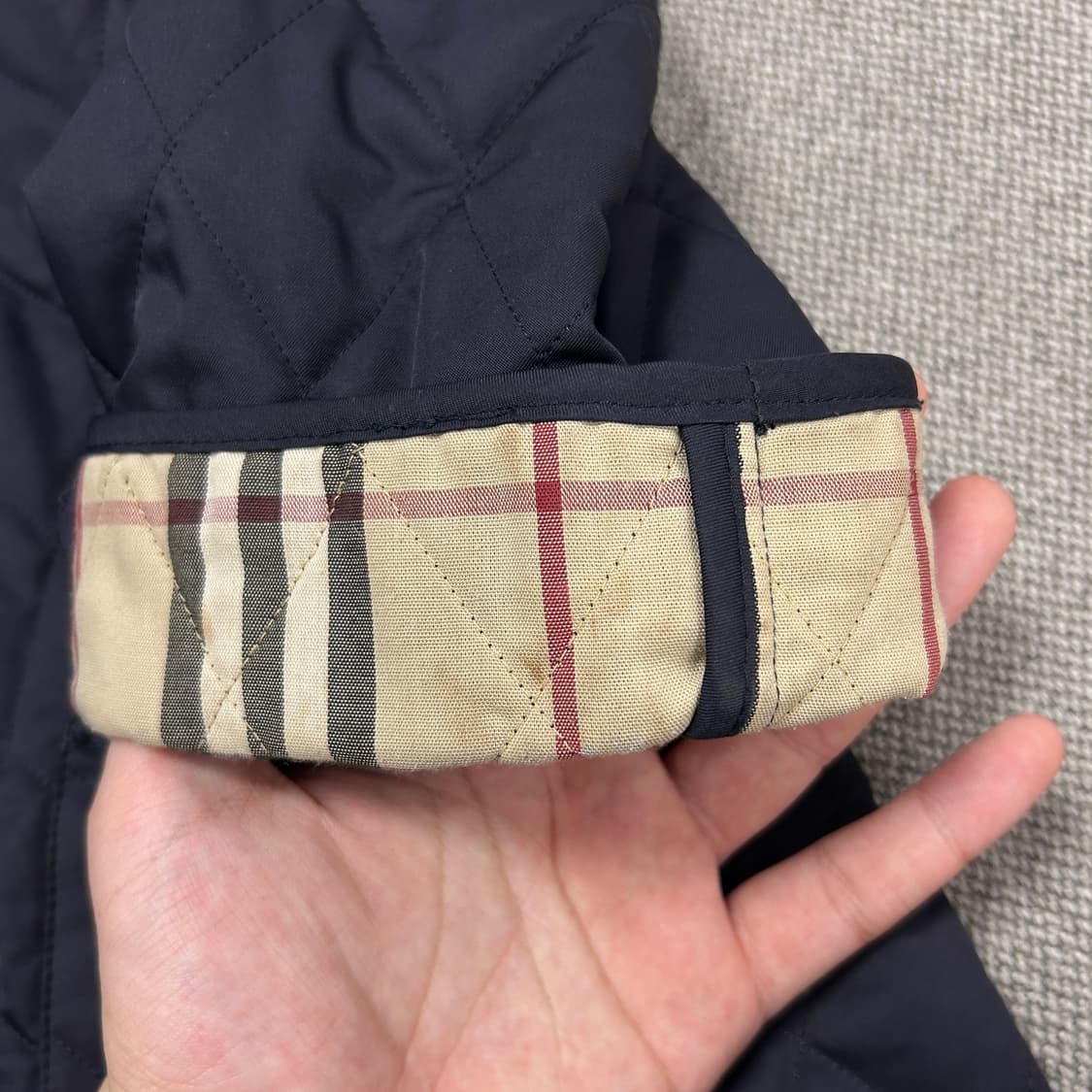 버버리 우먼스 네이비 퀼팅자켓(M) 상품이미지7