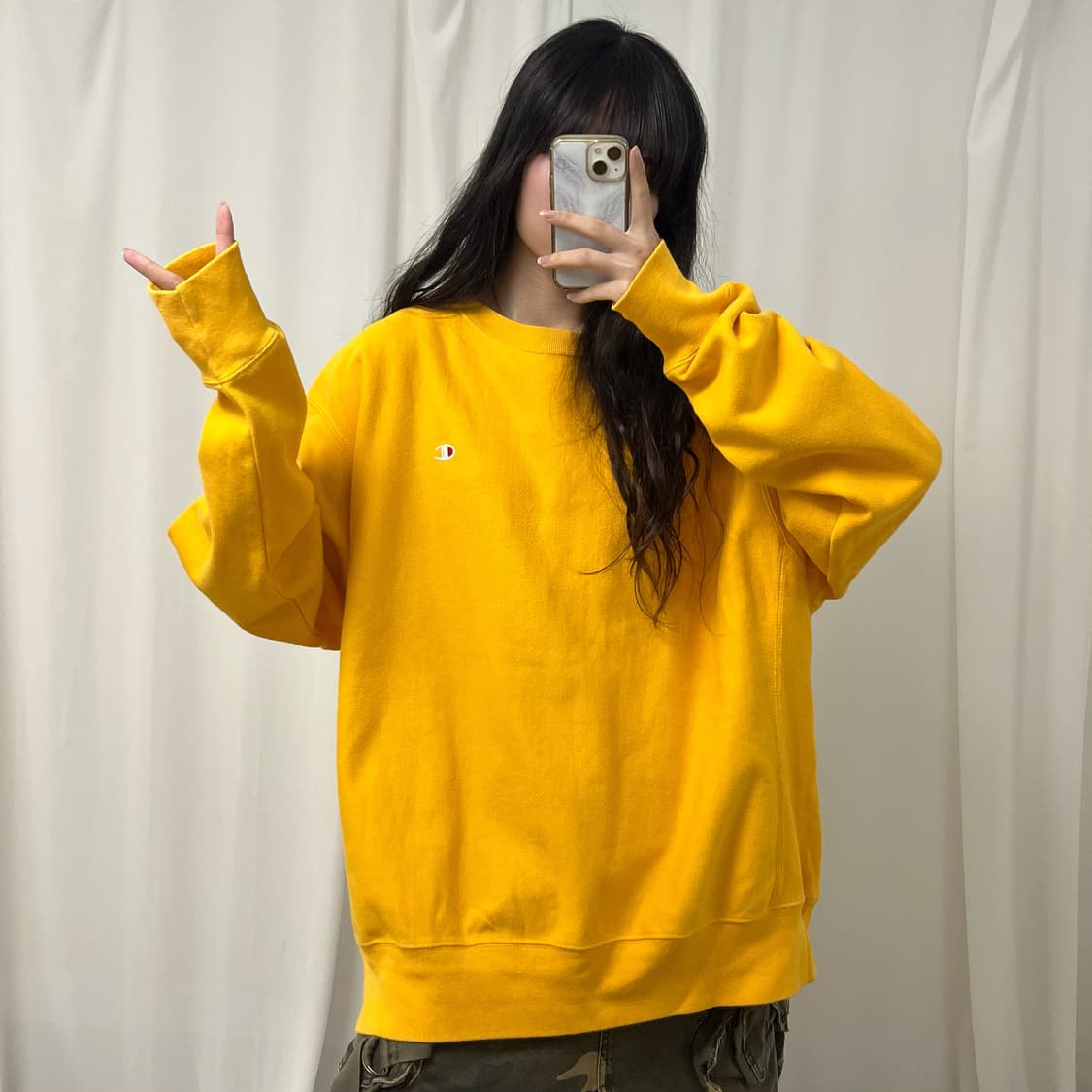 Champion reverse weave yellow sweatshirt 상품이미지1