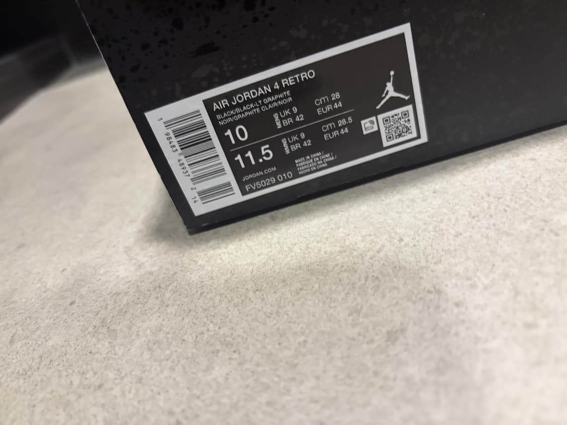 나이키 에어 조던 4 레트로 M - 블랙:라이트 그래파이트:블랙 280 상품이미지6