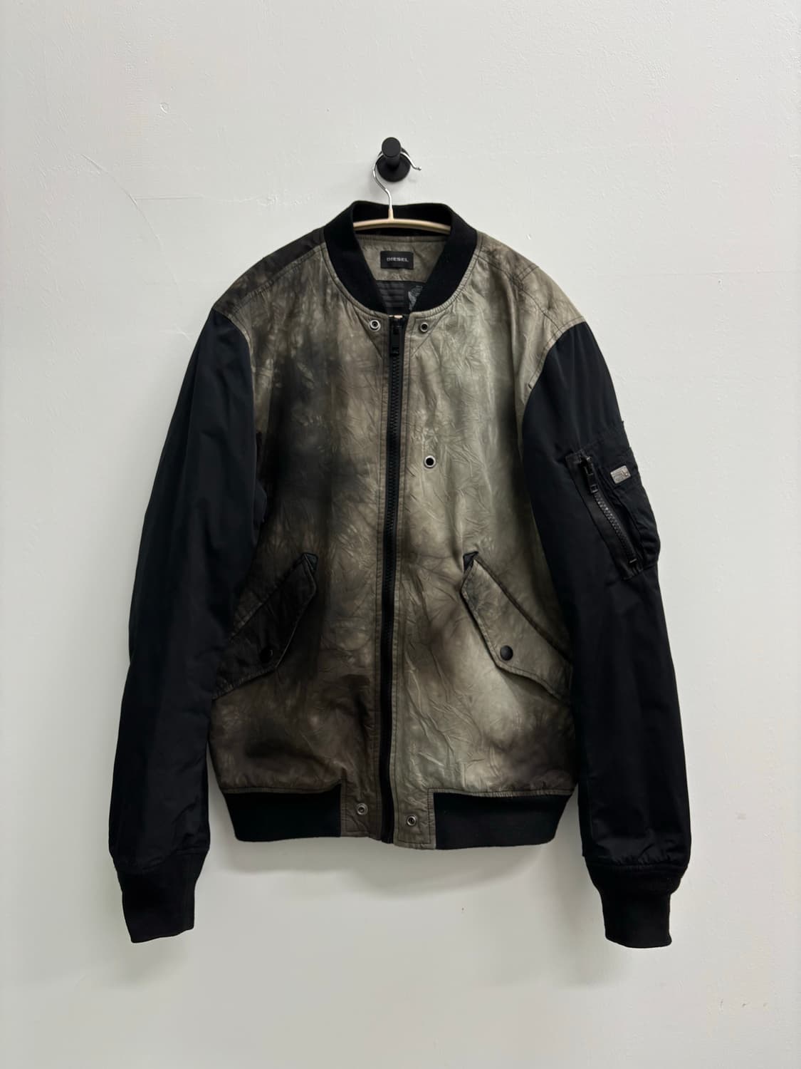 DIESEL 디젤 타입 N-78 크링클 레더 믹스 보머 자켓 상품이미지1