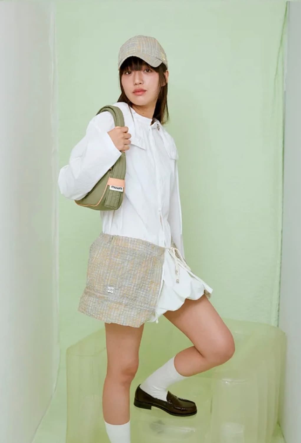 무음 MUWM 크로스백 Recycled_Walru Bag 그린/코랄 상품이미지7