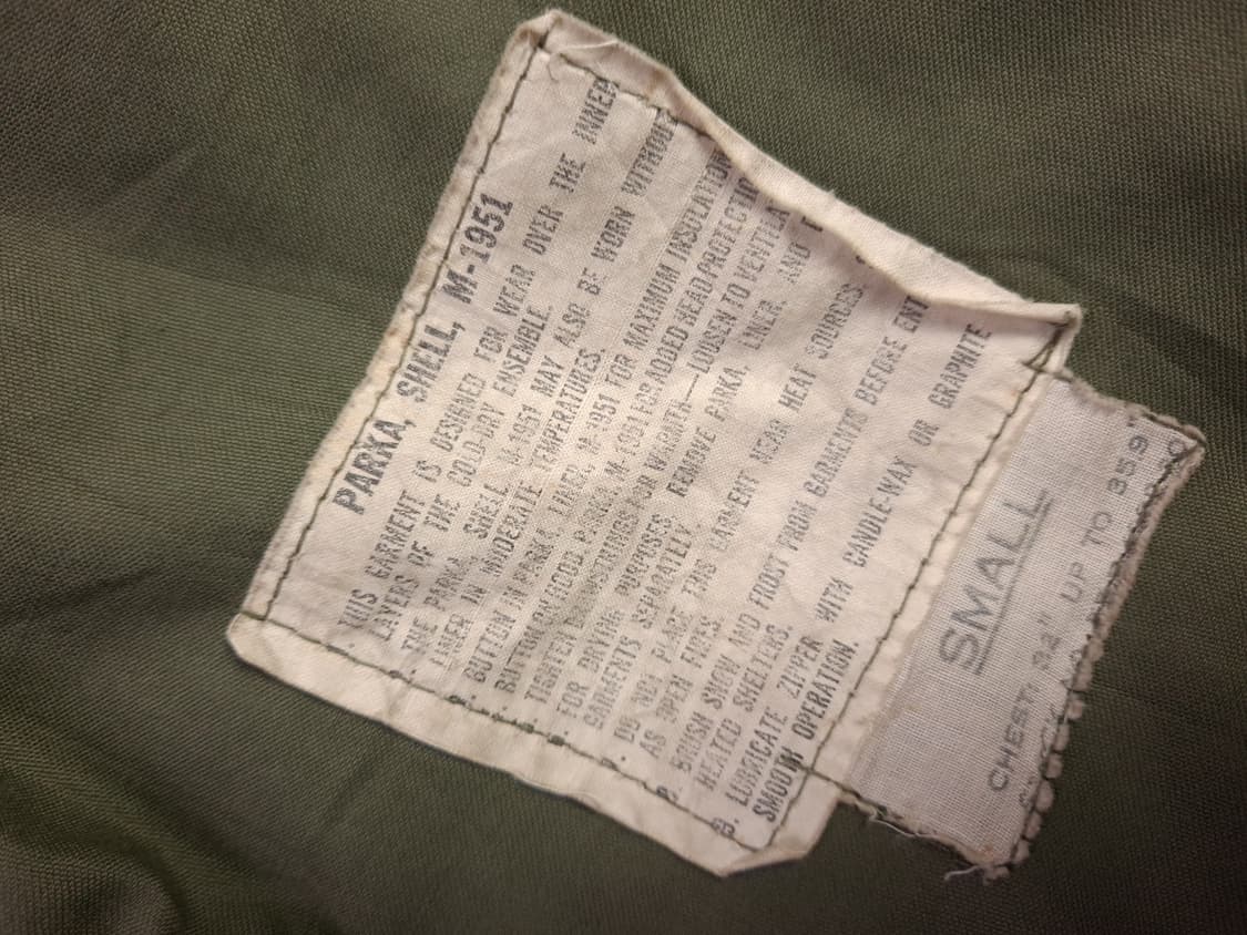 오리지날 미군 M-51 진나단파카 양털 라이너 스몰 셋트 상품이미지3