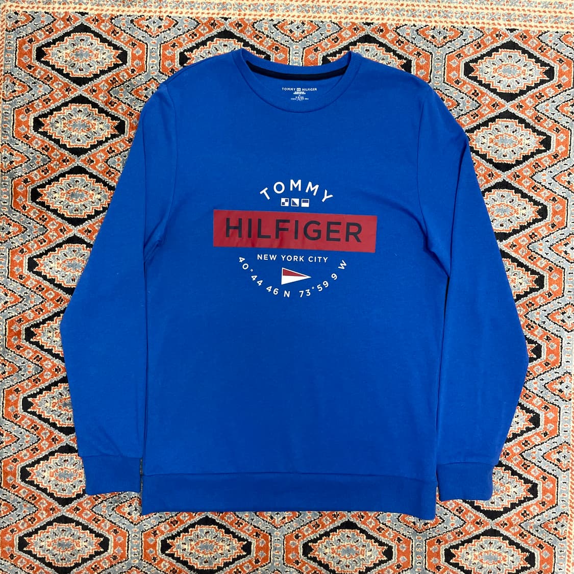 타미힐피거 스펠로고 블루 긴팔 티셔츠 남성M 상품이미지1