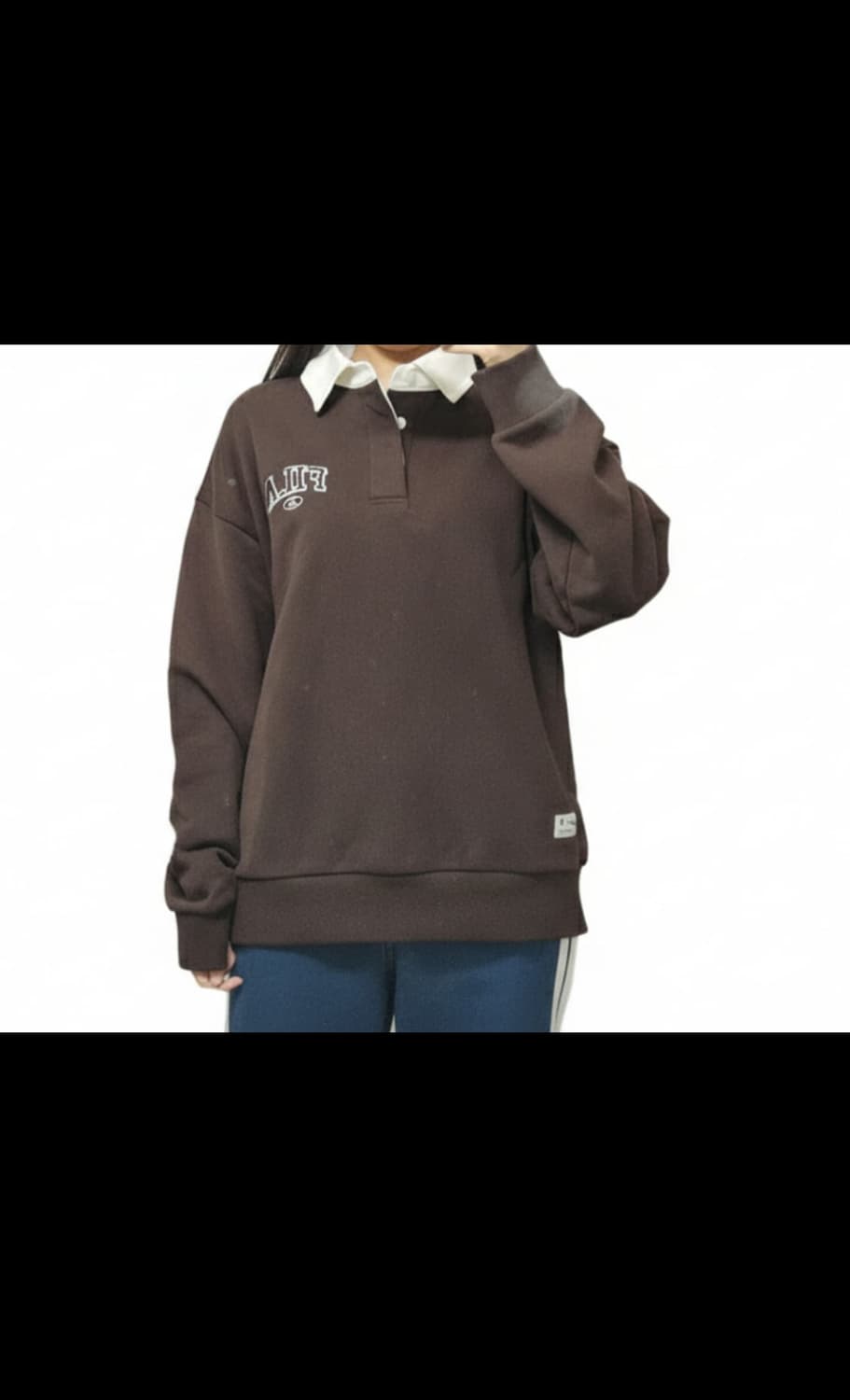 휠라 초코맛 럭비 맨투맨/브라운/강민경,한소희착용 상품이미지8