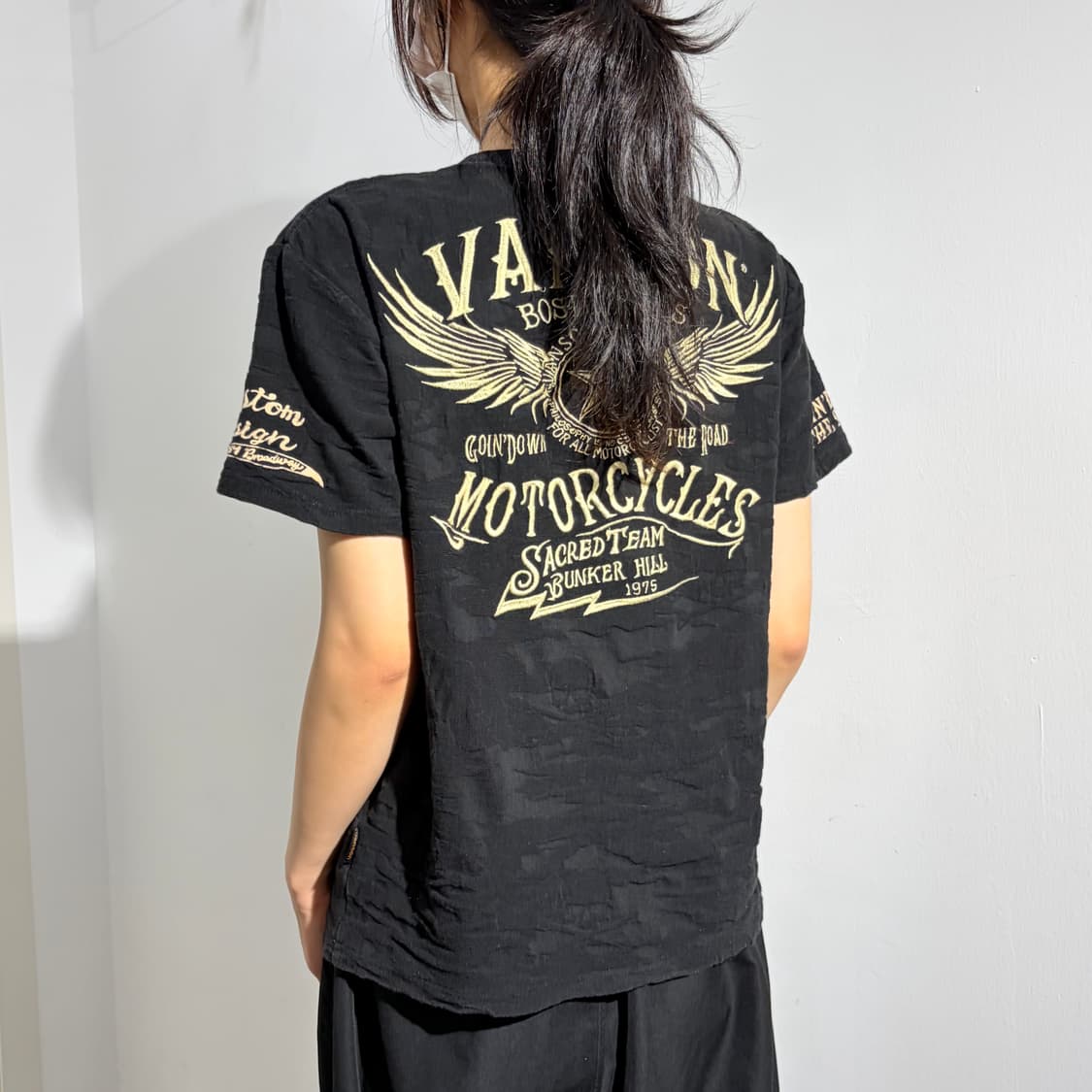 Vanson Leathers 밴슨 자수 물결 반팔 티셔츠 상품이미지2