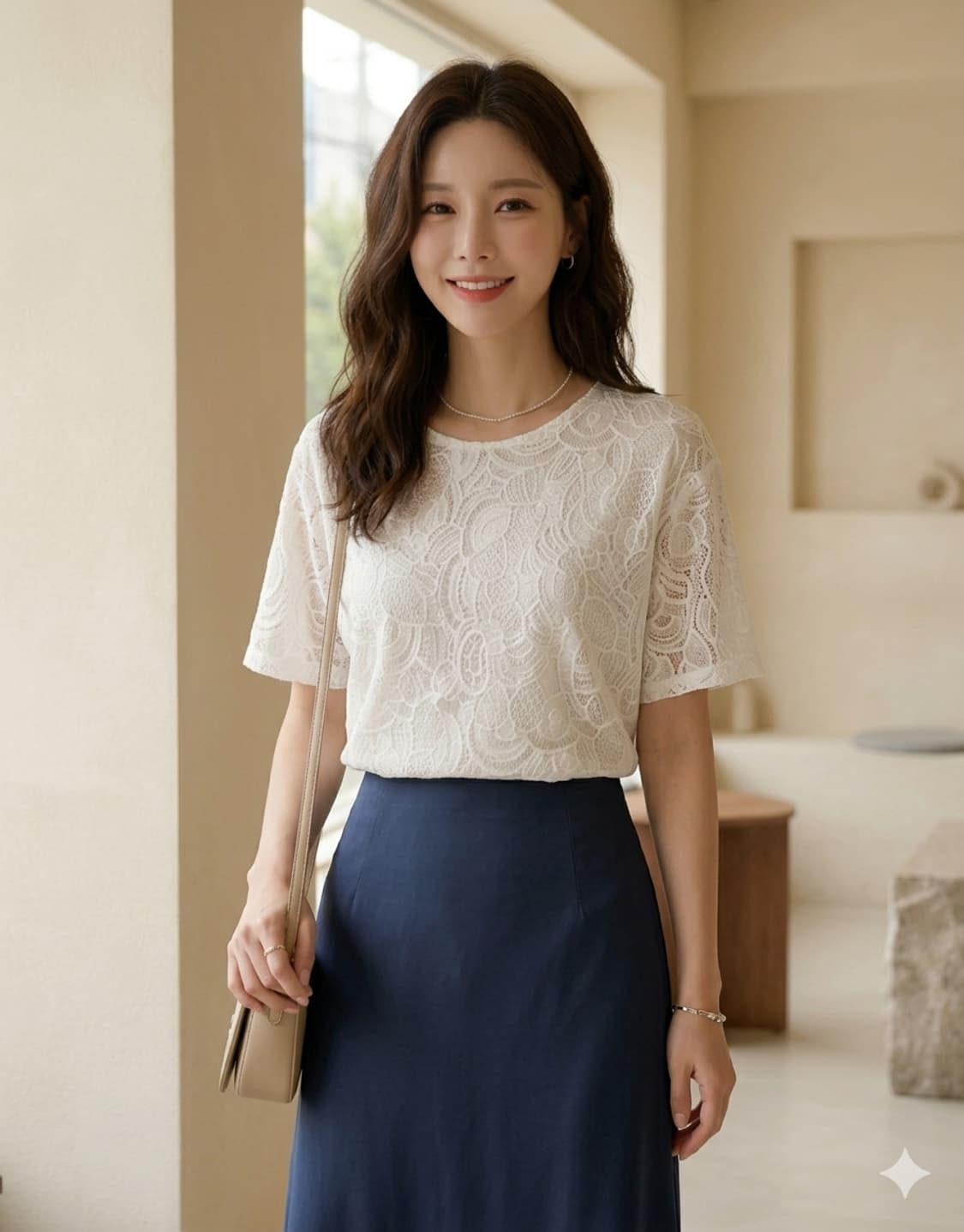 ♧ 페이우 FAYEWOO 화이트 레이스 반팔 블라우스 55 상품이미지1