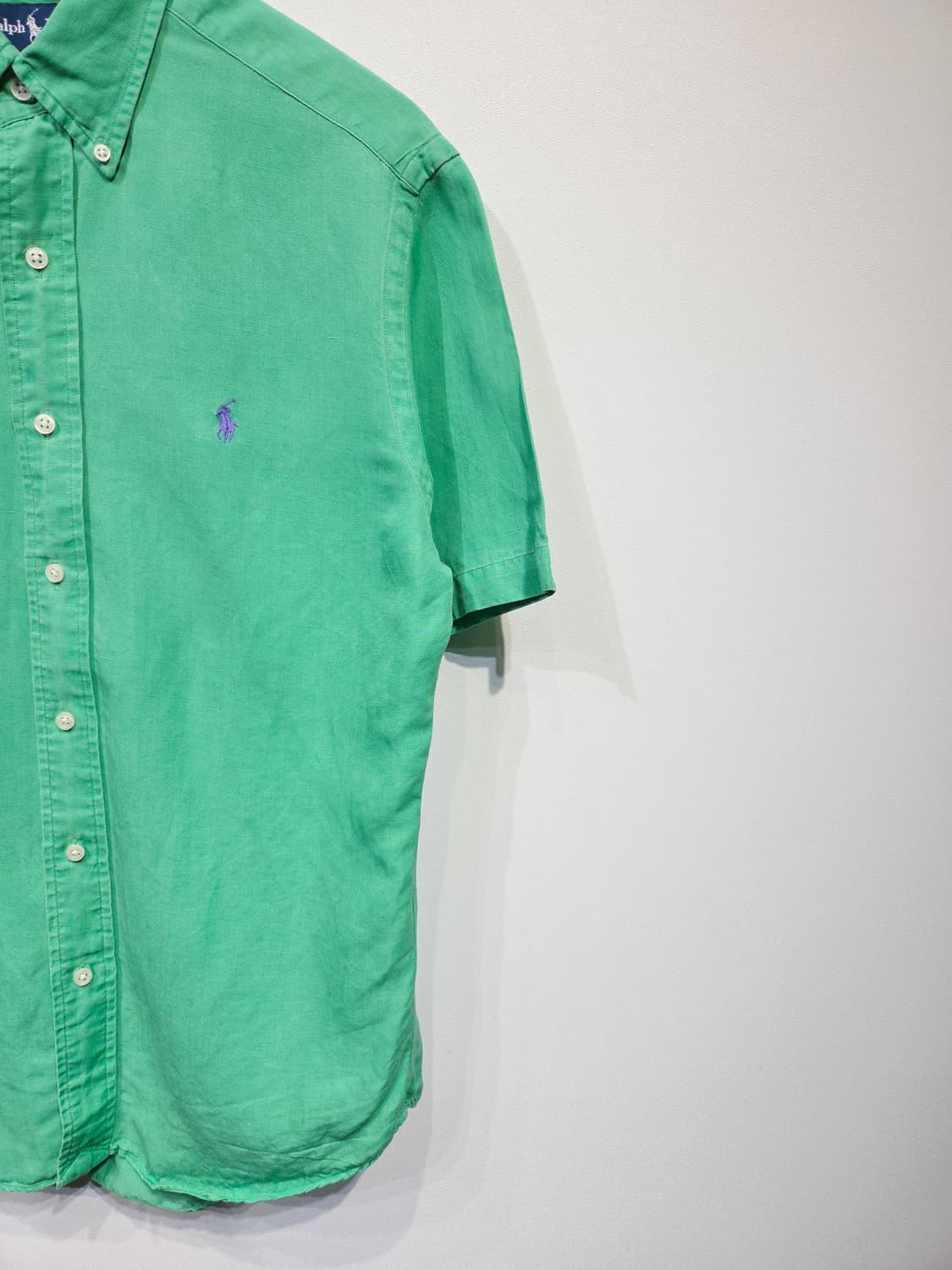 폴로 랄프로렌 리넨 실크 혼방 반팔 셔츠 그린 상품이미지4