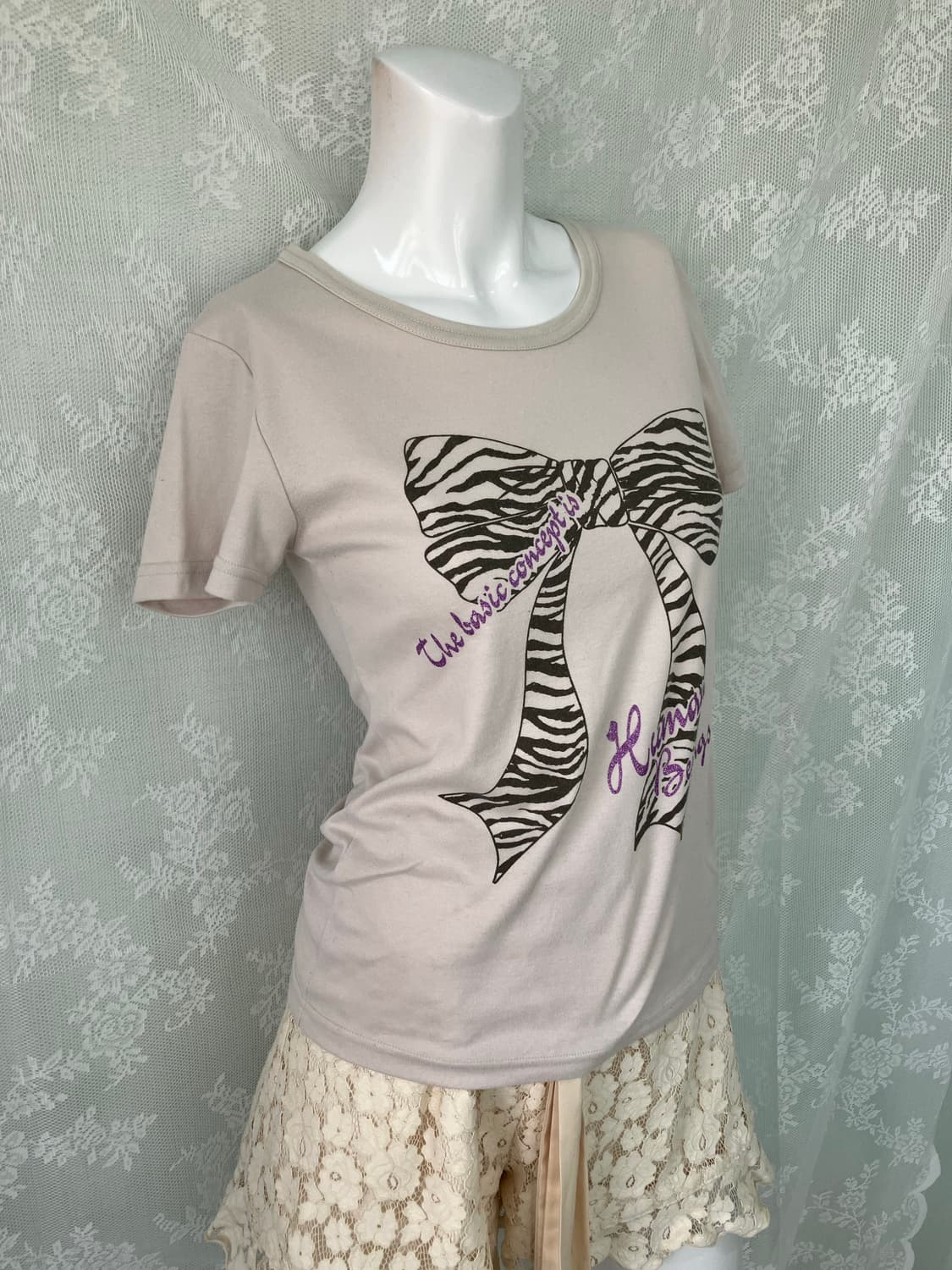 빈티지 지브리 펑키 리본 반팔 1125 모리걸 y2k 스트릿 갸루 펑키  상품이미지2