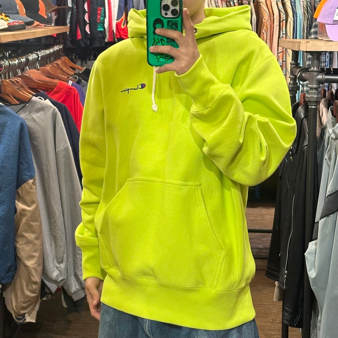 [HI] 챔피온 위버스위드 후드티 라임 상품이미지3