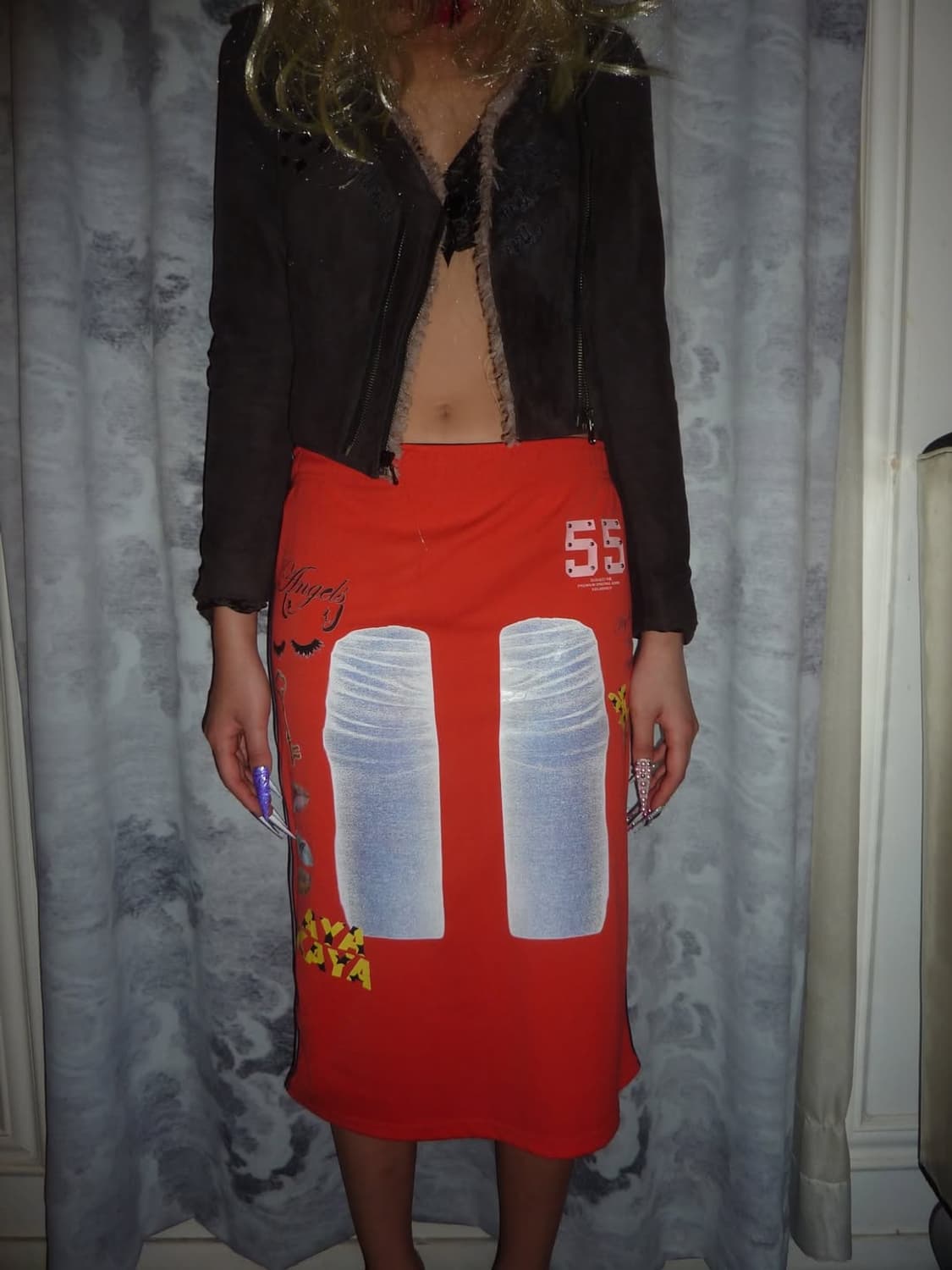 Red track long skirt 상품이미지8