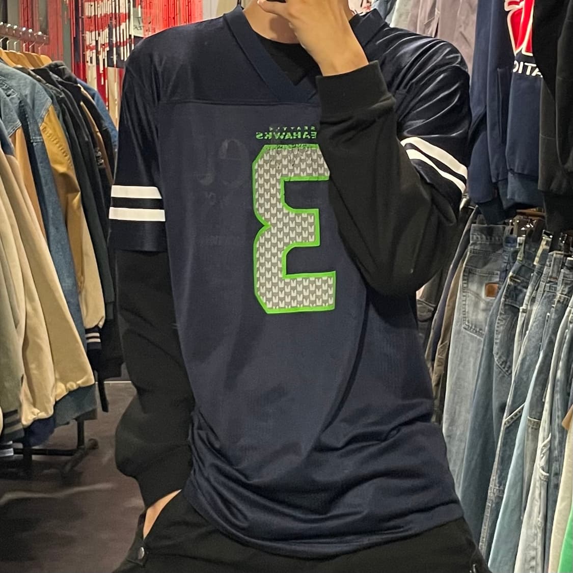 [IM] NFL SEAHAWKS No.3 WILSON 네이비 반팔져지 상품이미지2
