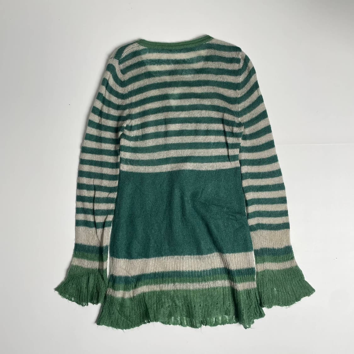 베네통 그린 스트라이프 모헤어 블렌드 니트 (italy)   상품이미지5