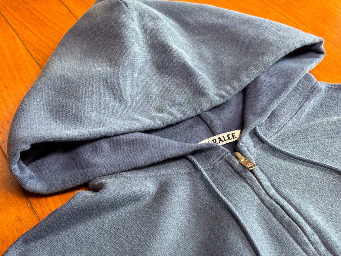  [4] 25aw 오라리 다이드 피마 스웻 후드집업 라이트네이비 상품이미지3