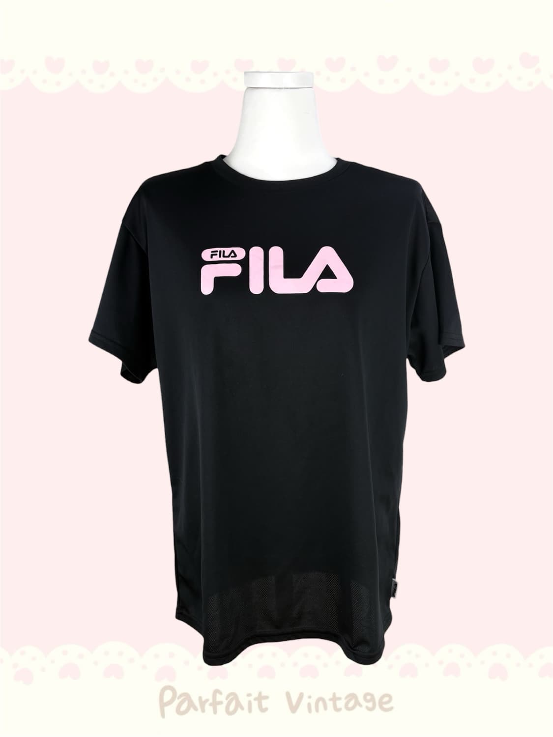FILA 블랙 핑크 로고 티셔츠 상품이미지1