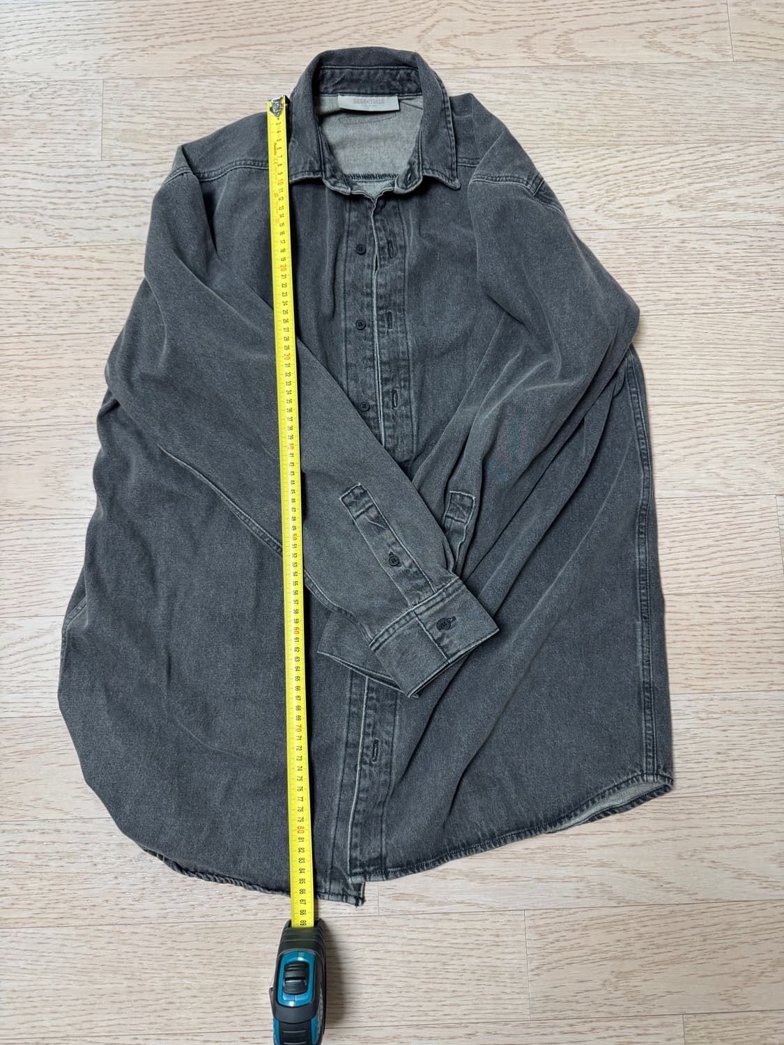 S) 피어오브갓 에센셜 흑청 데님 셔츠 오버핏 상품이미지1