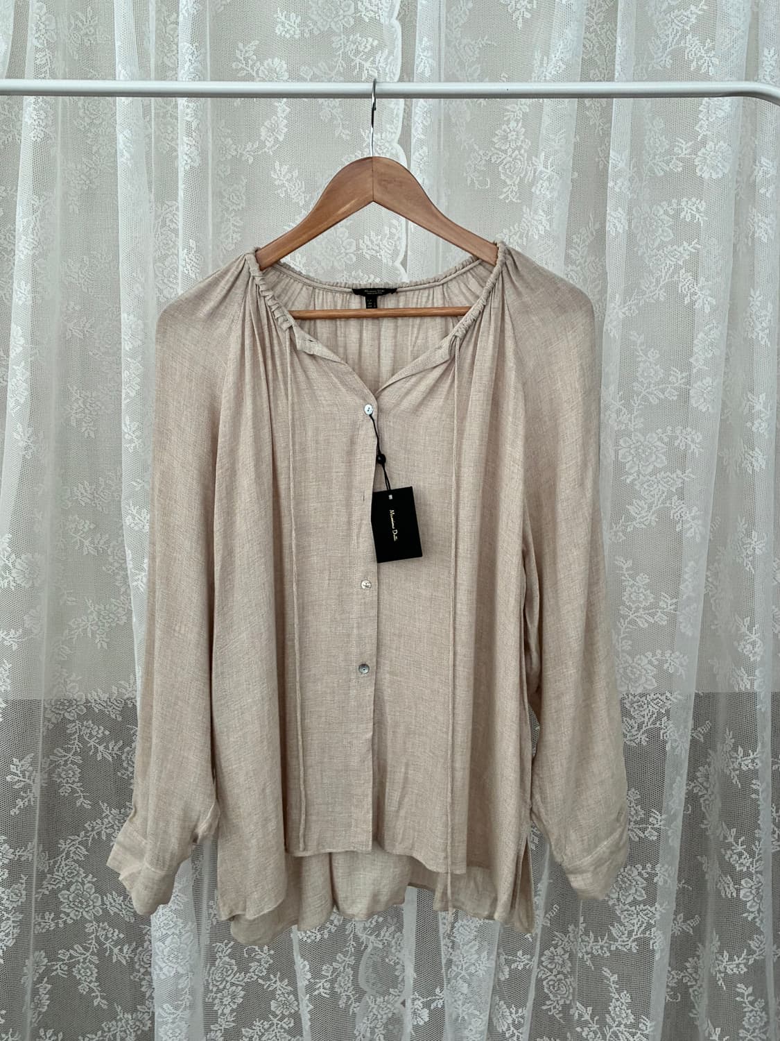 L) 새상품 마시모두띠 셔링 블라우스 베이지 상품이미지1