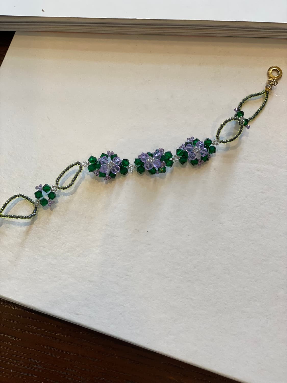 빈티지 퍼플 그린 플라워 비즈 팔찌 상품이미지3