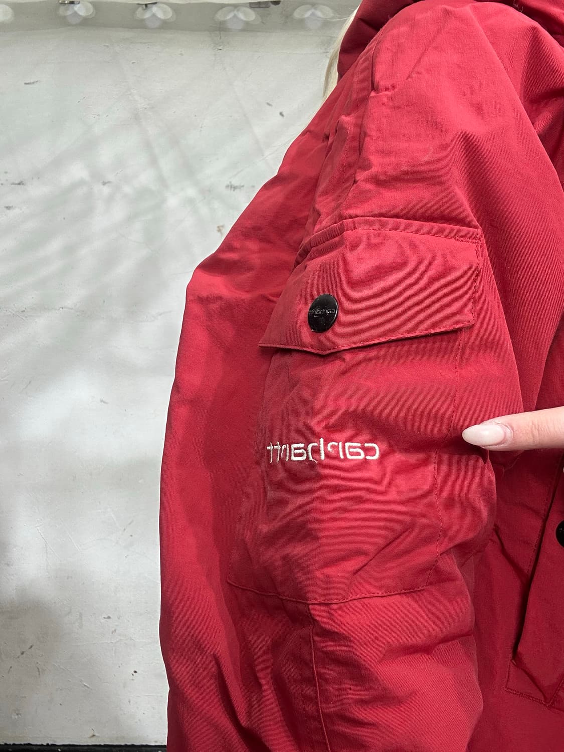 칼하트 레드 후드 패딩 파카 야상 점퍼 S 상품이미지4