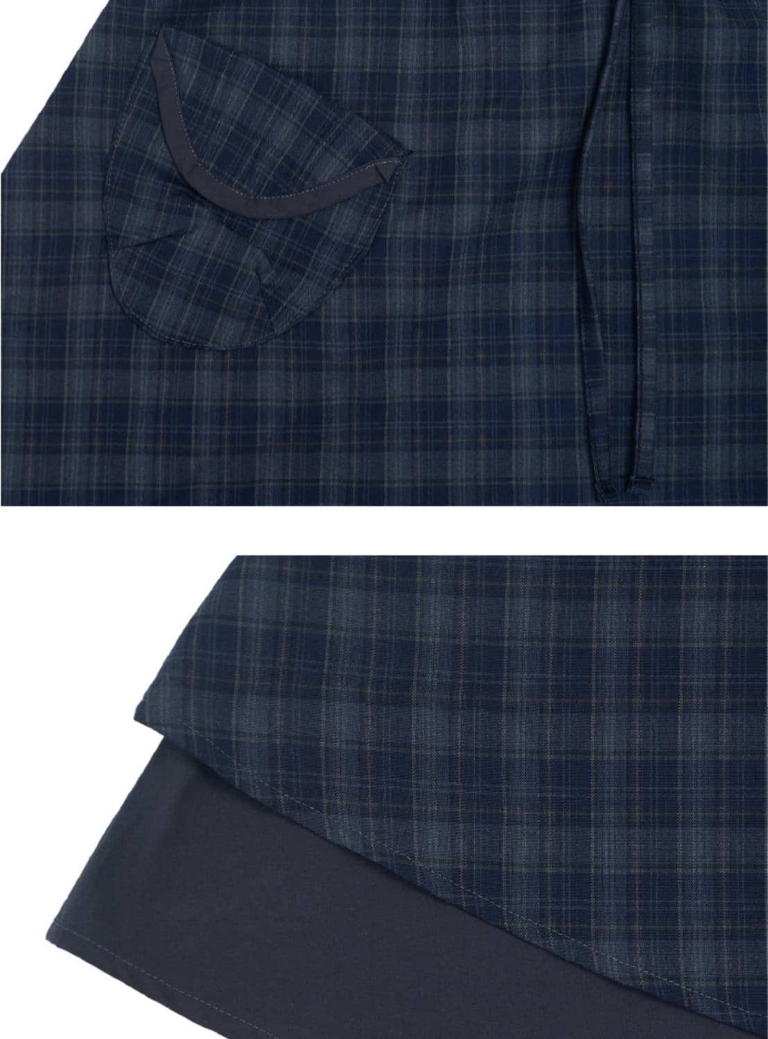 미헤브 체크 포켓 미디 스커트 네이비 상품이미지2