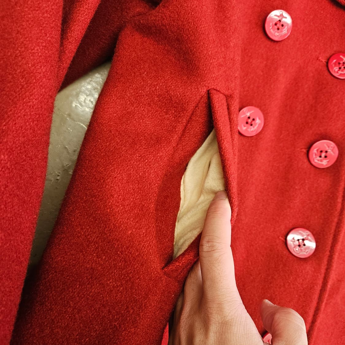 SCHOTT U.S.740N PEA JACKET 쇼트 피코트 빨강색 M 상품이미지5