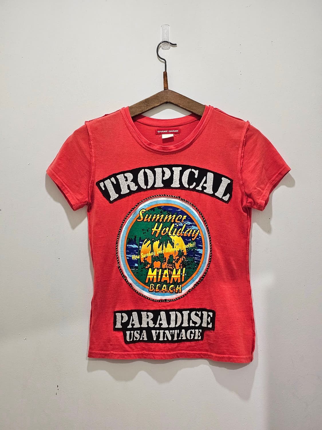 Tropical Miami Beach 레드 오렌지 반팔T 상품이미지1